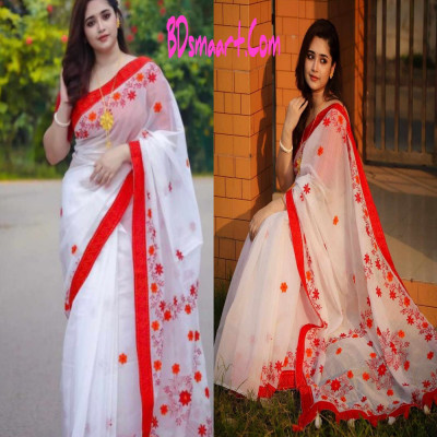 Half Silk Screen Print Saree