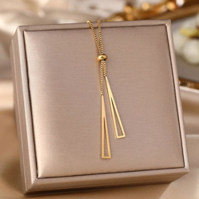 Geometric Tassel Pendant 18k Gold Plated Necklace